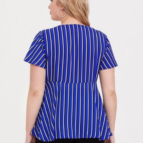 Torrid Blue Stripe Georgette Bow Blouse 2x - Picture 5 of 10